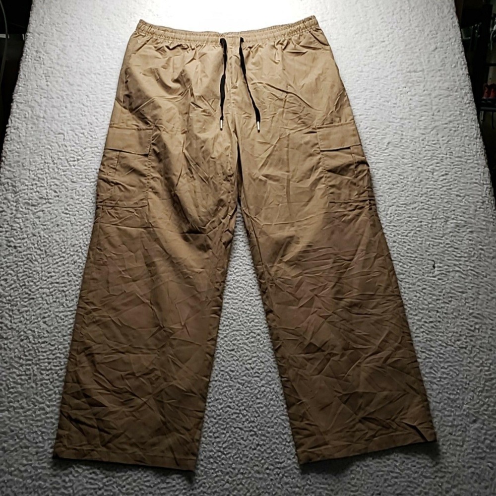 Manfinity Cargo Pants Mens 40x31 Beige Lightweight Elastic Waist Wide Leg 4XL
